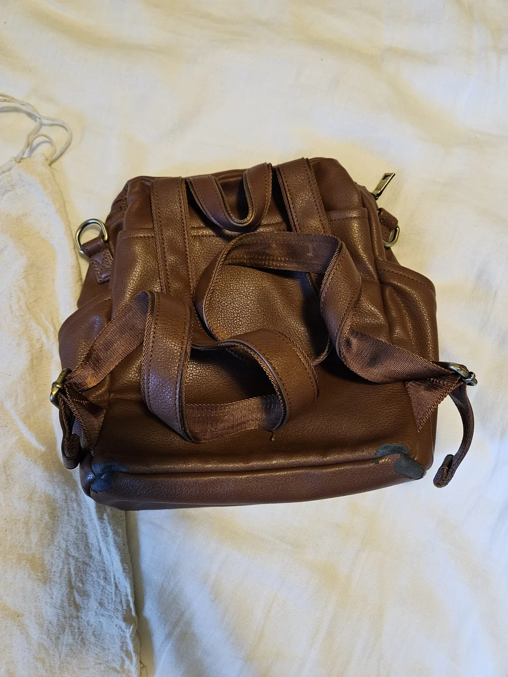Azaria Women's Brown Leather Baby Bag Backpack